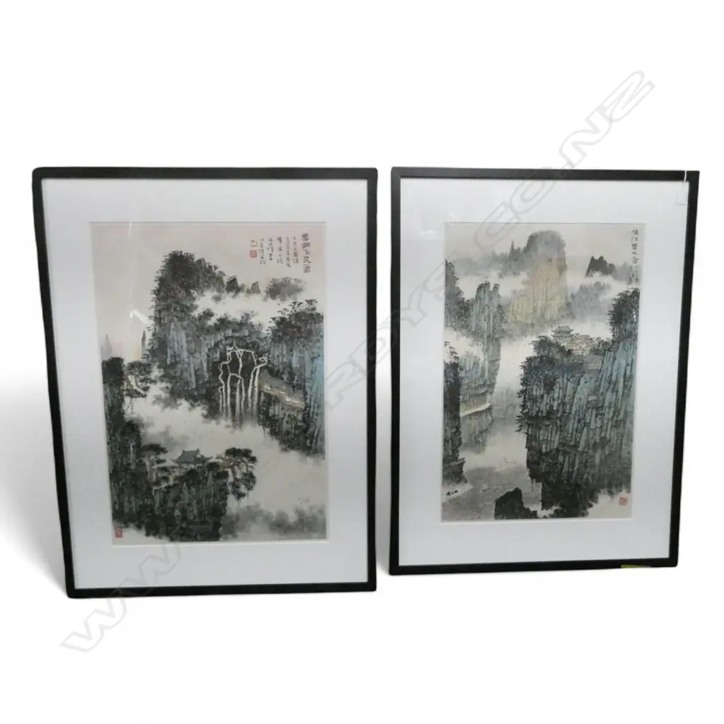 2 FRAMED ORIENTAL PRINTS 670x450mm Image 1++