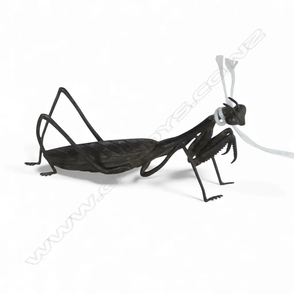 BRONZE ARTICULATED PRAYING MANTIS L.80mm Image 1++