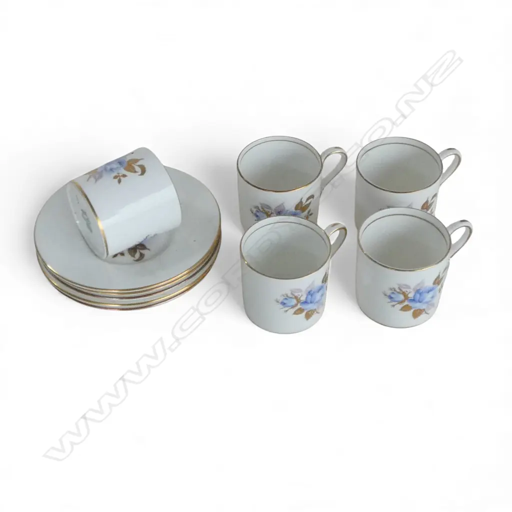 JAMES KENT 'CHELSEA ROSE' COFFEE POT & 6 C/S + 5 AYNSLEY CC/S Image 1++