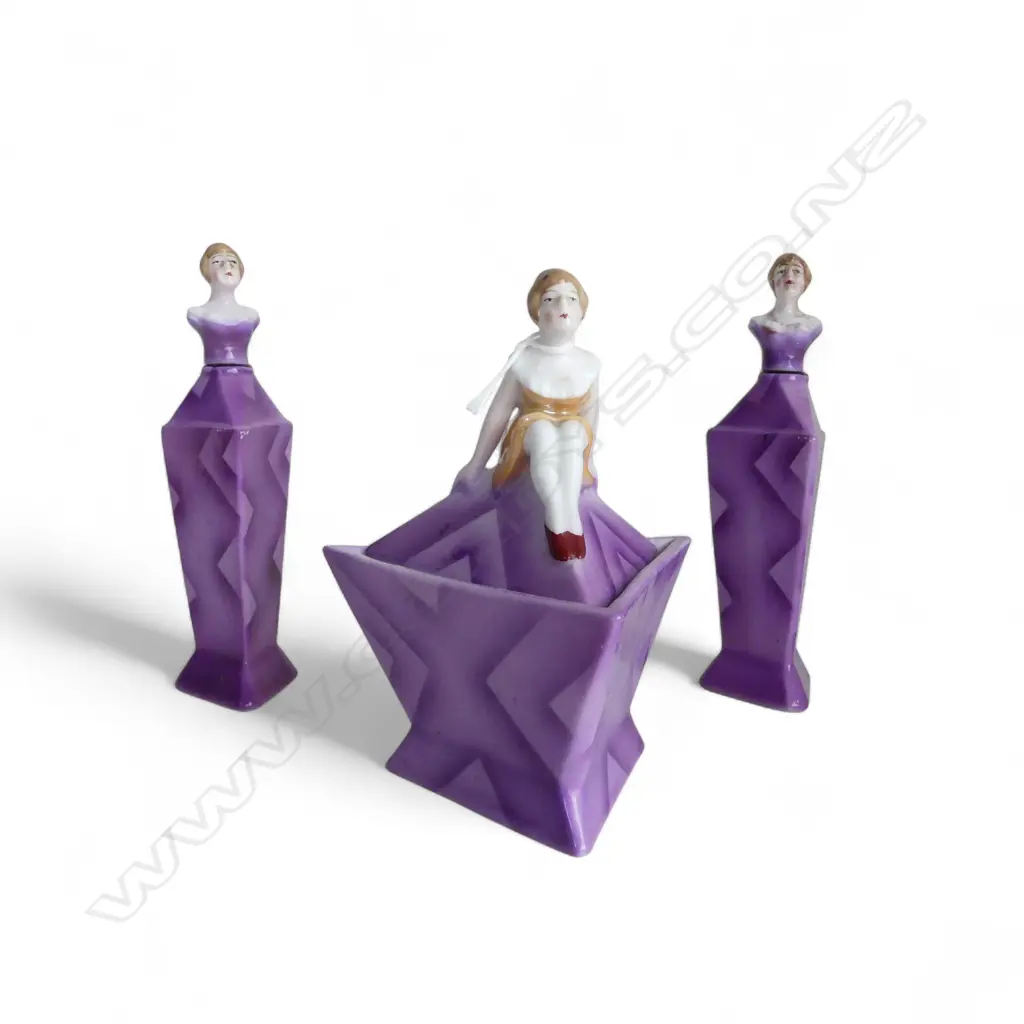 3 PCE ART DECO CONTINENTAL DRESSING TABLE SET H.145mm Image 1++