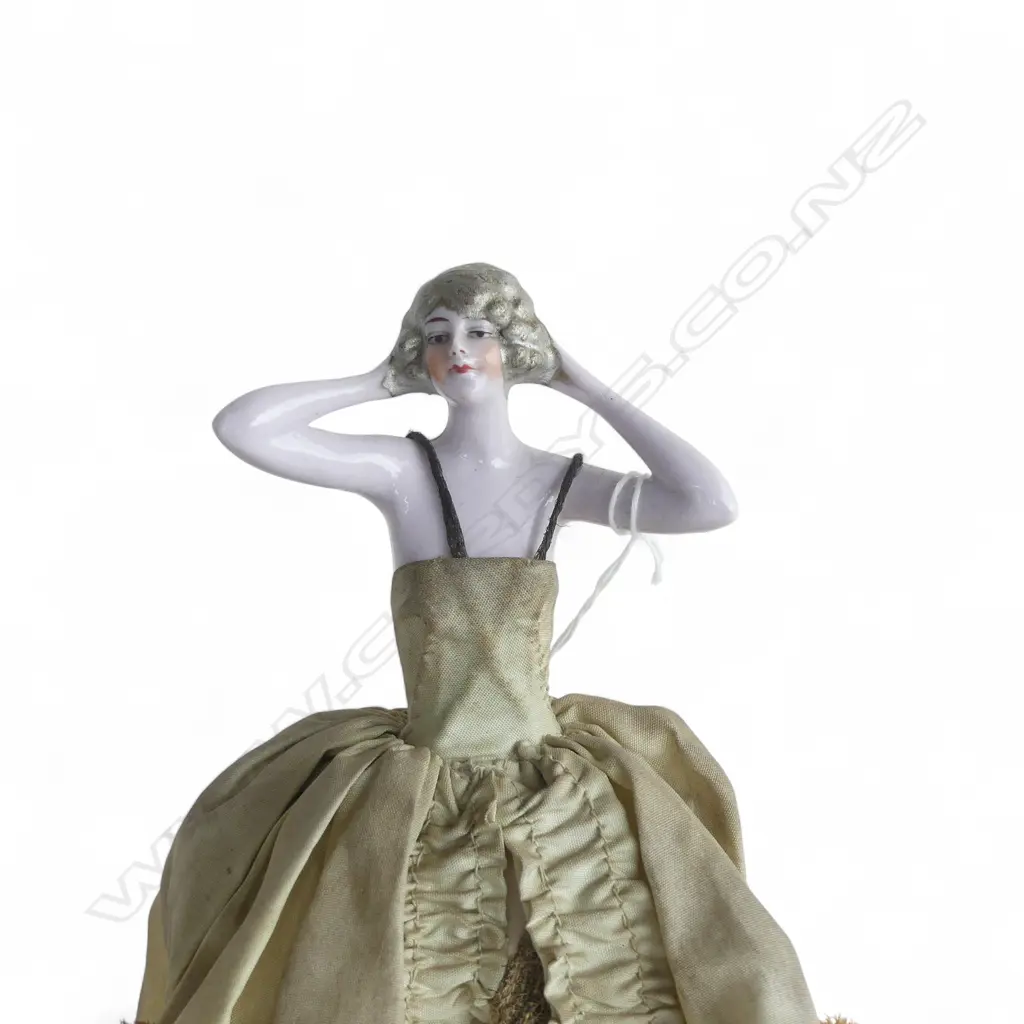 VINTAGE VANITY HALF DOLL w LONG SKIRT Image 1++