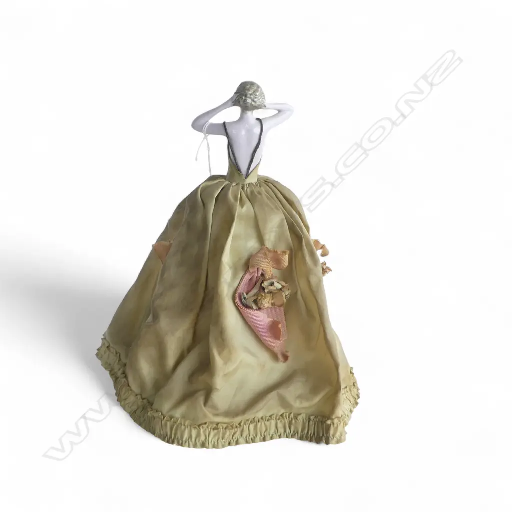 VINTAGE VANITY HALF DOLL w LONG SKIRT Image 1++