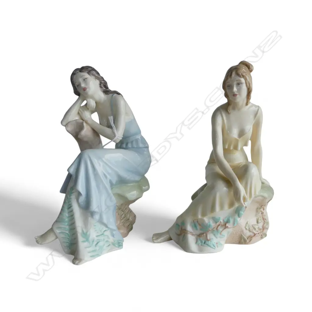 2 ROYAL DOULTON 'IMPRESSIONS' FIGURINES; SUNSET BLUE & SUNRISE YELLOW H.190mm, BOTH BOXED Image 1++