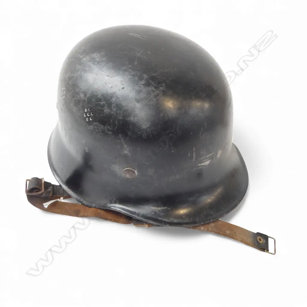 PERIOD WWII GERMAN COMBAT HELMET with original lining w. M. Linzmaier inscribed Image 1++