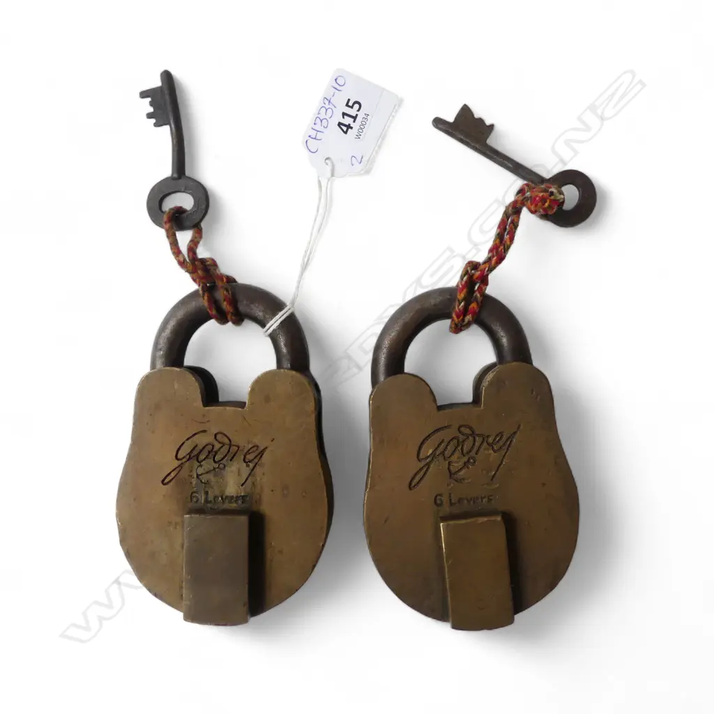 2 VINTAGE GOOREJ PADLOCKS with keys, locks working  Image 1++