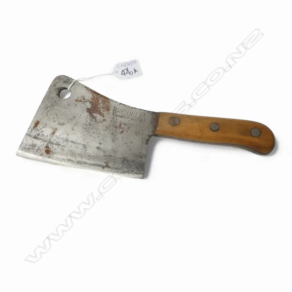 VINTAGE 'BRIDDELL HAMMER FORGED' CLEAVER KNIFE L.285mm Image 1++