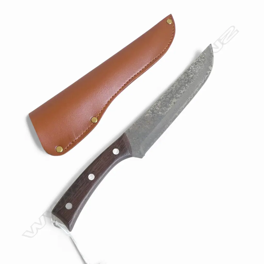 JAPANESE 'WILD CASTING' DAMASCUS STEEL KITCHEN KNIFE L.300mm Image 1++