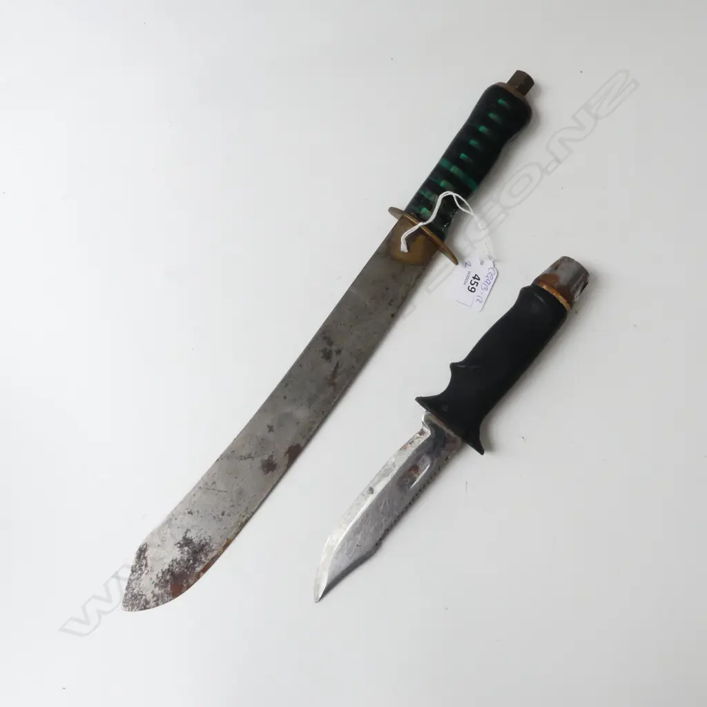 VINTAGE MACHETE + COMBAT KNIFE L.430mm Image 1++