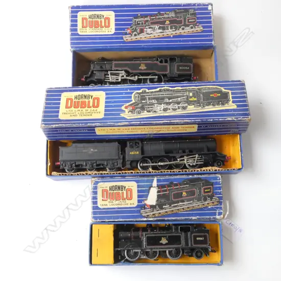 3 HORNBY DUBLO LOCOMOTIVES; BOXED: LT25 LMR, EDL18 STANDARD, EDL17
