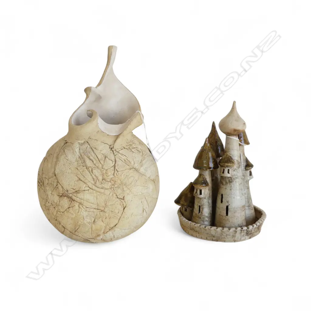 STUDIO POTTERY VASE 370MM & STUDIO POTTERY CASTLE H260MM Image 1++