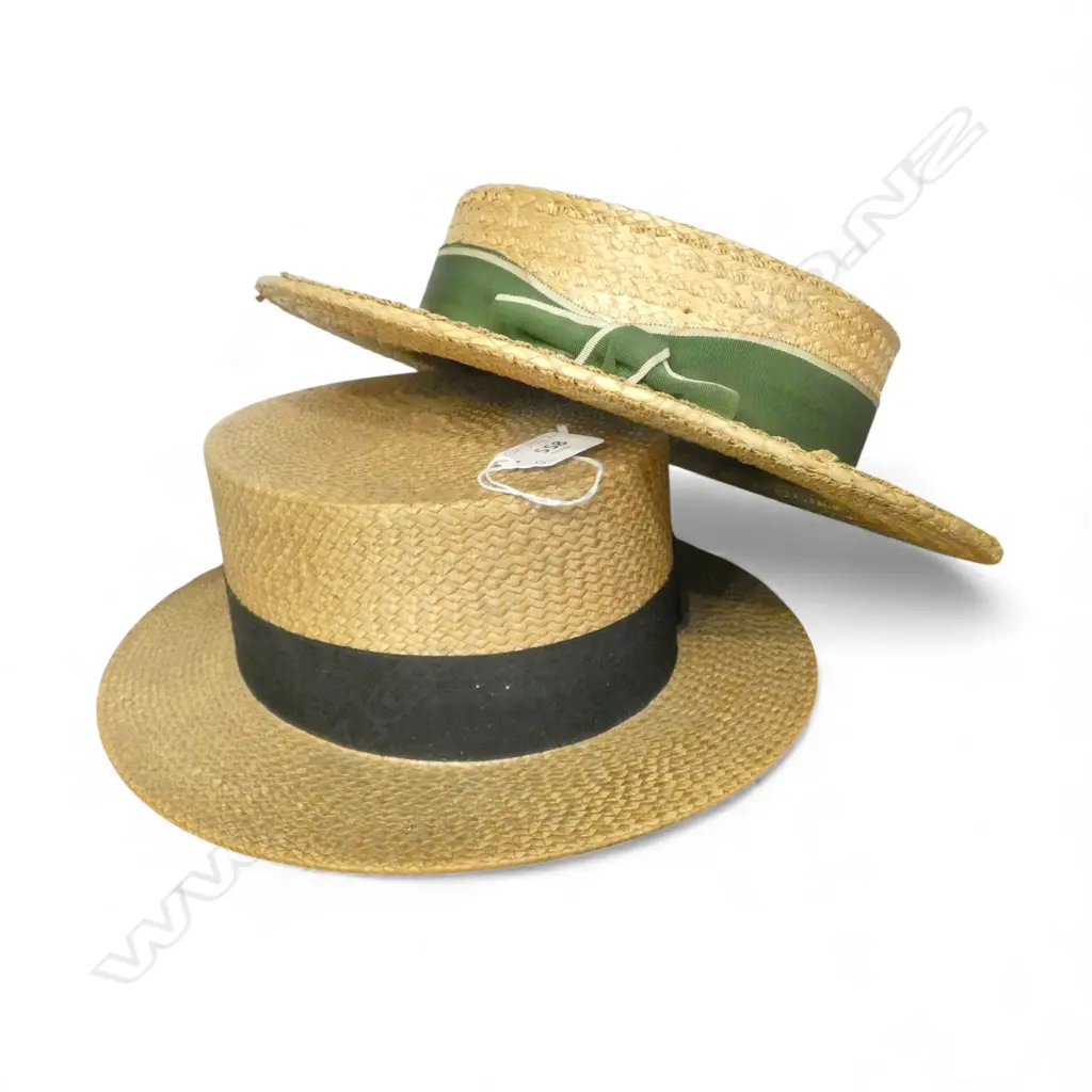 2 ANTIQUE BOATER HATS Image 1++