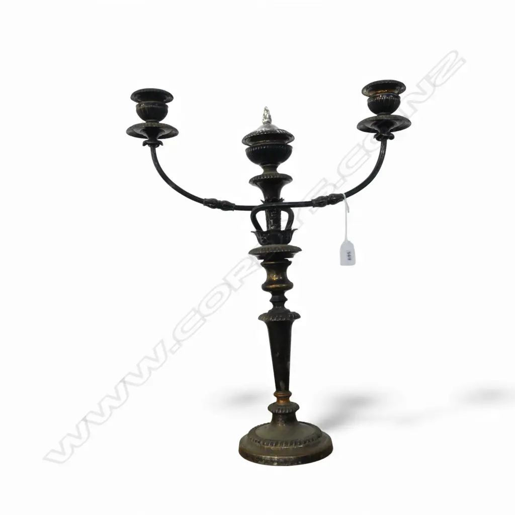 OLD SHEFFIELD PLATE CANDELABRA H.530mm Provenance: Ex. the collection of a titled Auckland Lady. Image 1++