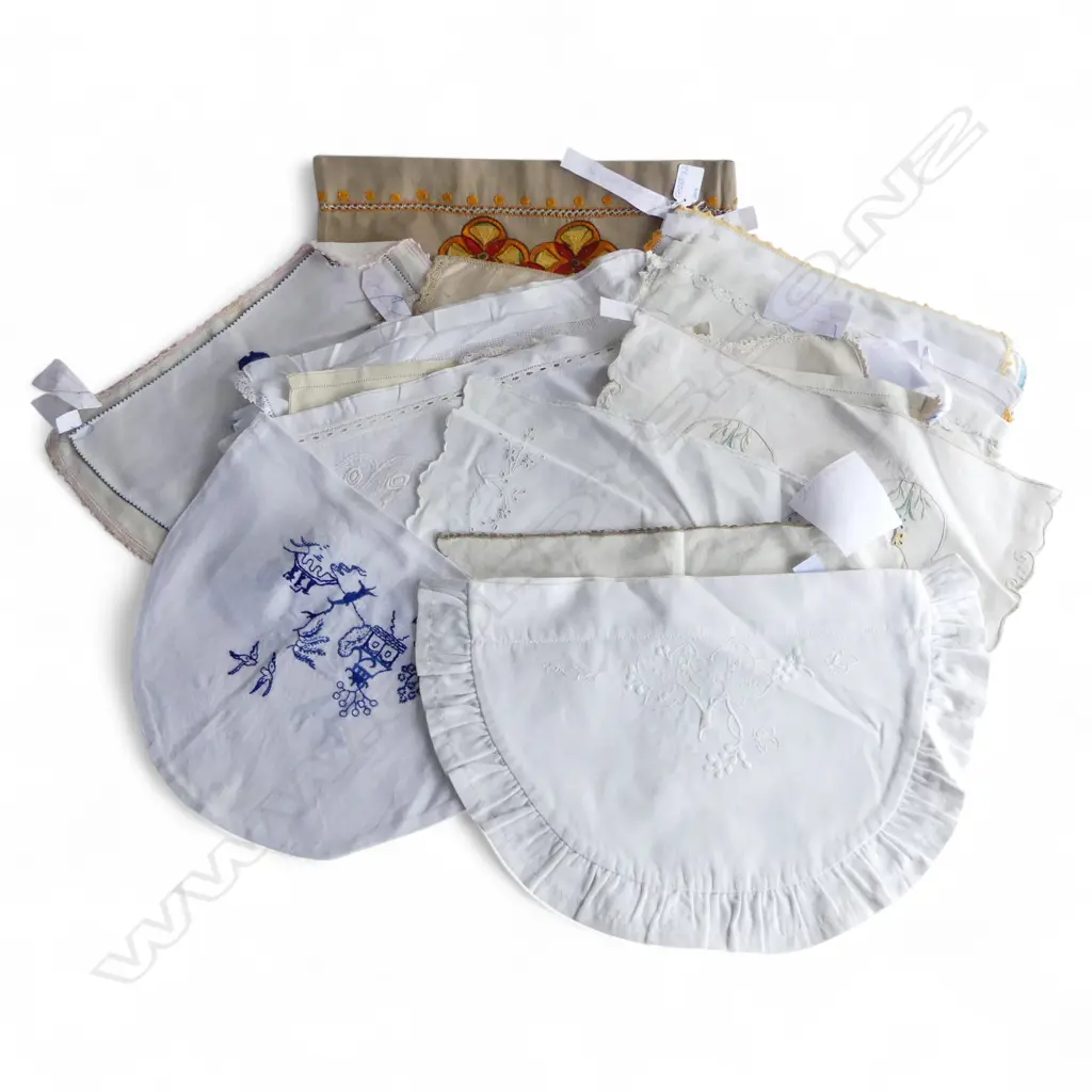 COLLECTION OF 20+ VINTAGE EMBROIDERED ETC TEA POT COSIES many labelled: 'Chain stitch / buttonhole...1950's' etc Image 1++