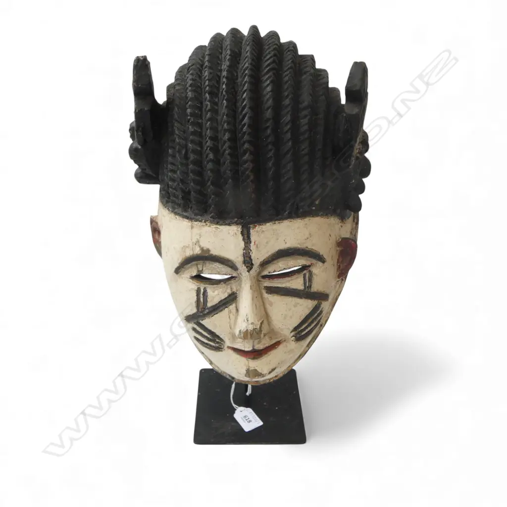 CARVED WOODEN MASK ON STAND H.450mm Image 1++