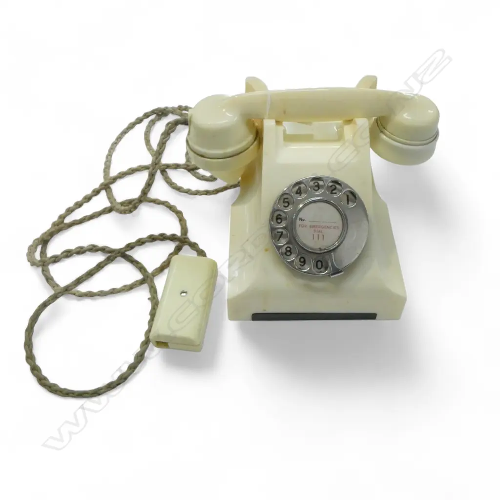 ATM BAKERLITE ROTARY DIAL VINTAGE TELEPHONE WHITE COLOUR missing drawer H160MM Image 1++