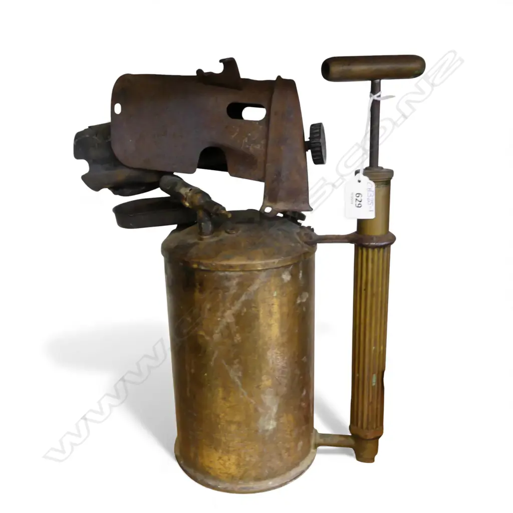 SWEDISH LARGE HEAVY BRASS BLOW TORCH H.370mm Image 1++