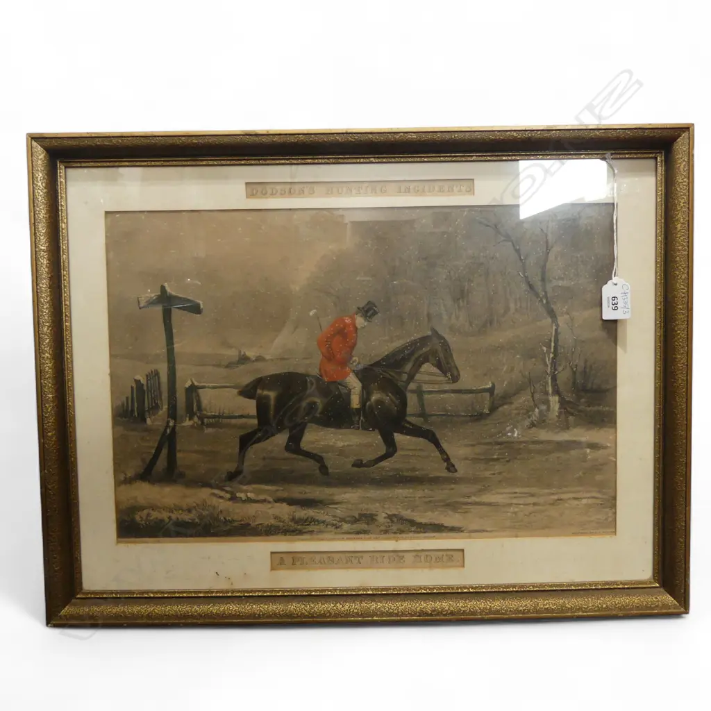 ANTIQUE PRINT 'DODSON'S HUNTING INCIDENTS / A PLEASANT RIDE HOME' 300x450mm Image 1++