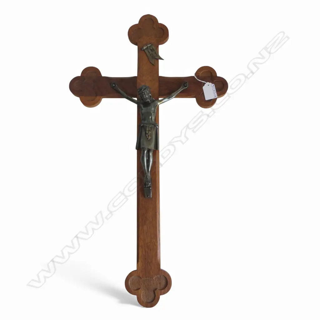 WOOD CRUCIFIX WITH METAL FIGURE OF CHRIST 600x330mm Image 1++