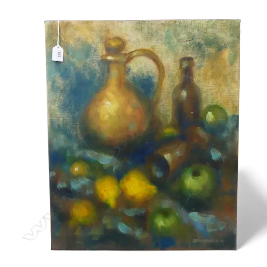 UNFRAMED GOUACHE STILLIFE SIGNED ZAMBUCKA H560 W460MM