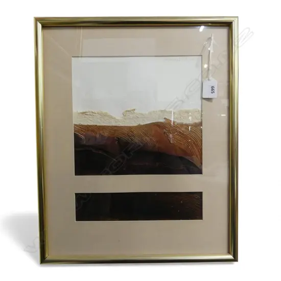 Rosemary Mortimer 'Landlines' mixed media artwork. Signed. Detailed verso. 290 x 225mm. Framed under glass