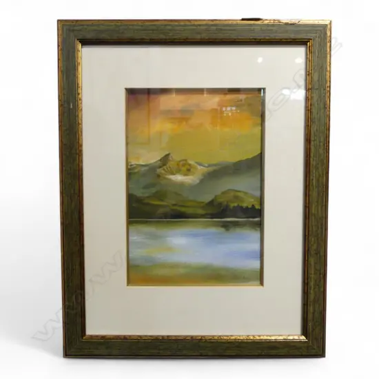 FRAMED OIL MOUNTAIN & LAKE  SIGNED AURNALD H310 W210MM
