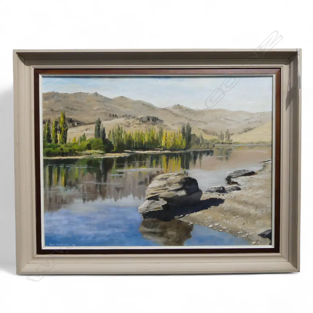 RON MADDOCK 'BUTCHERS DAM - ALEXANDRA TOWN C/ OTAGO' OIL ON BOARD 1976 440x595mm Image 1++