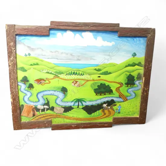 TONY BISHOP, FARM SCENE FROM SERIES 'SOUTHERN GOTHIC' SIGNED & DATED '03 VERSO, ACRYLIC ON BOARD 830x1090mm BORER