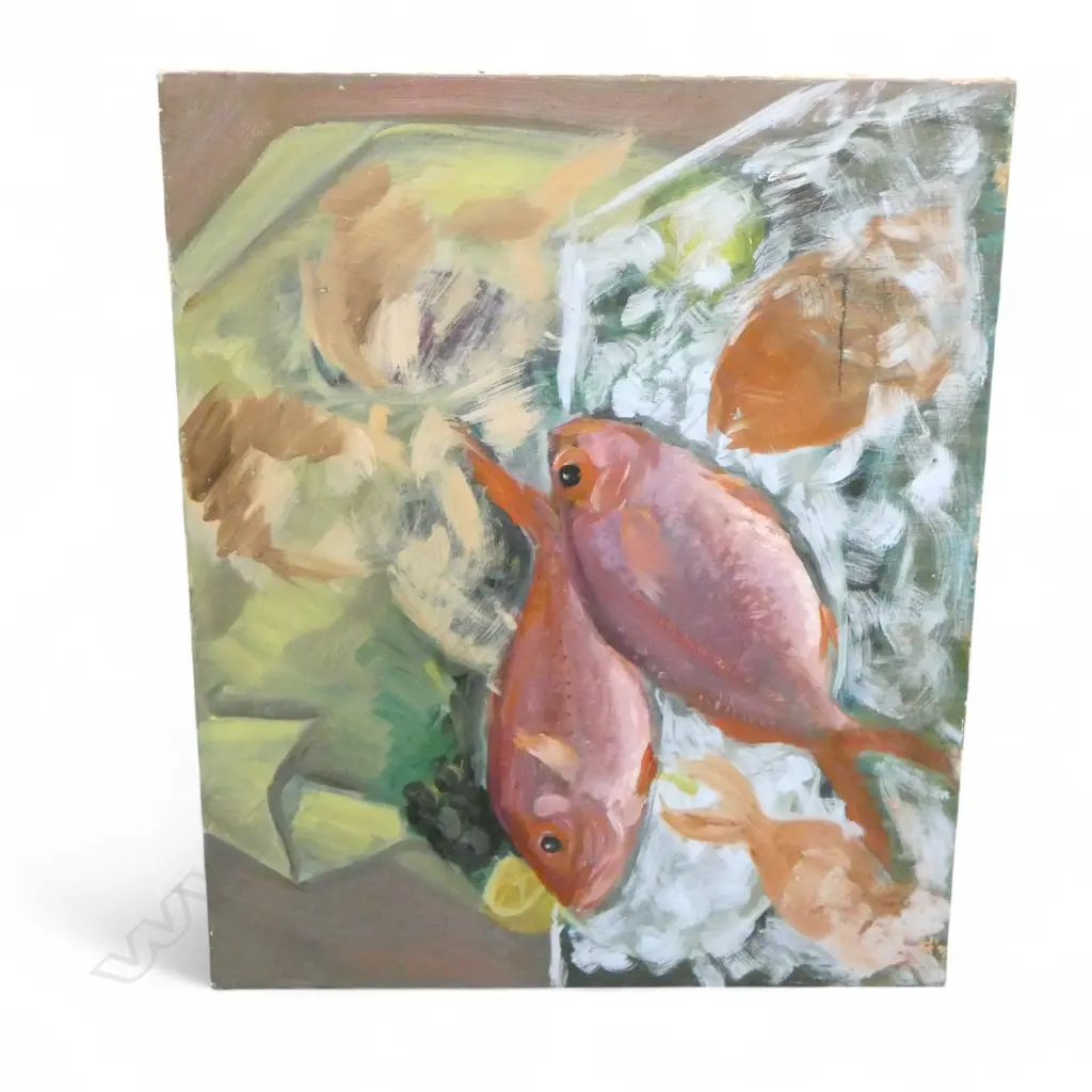 CHARLES ROSE (1921-2017), FOUR FISH, OIL ON CANVAS, 510x610mm Image 1++