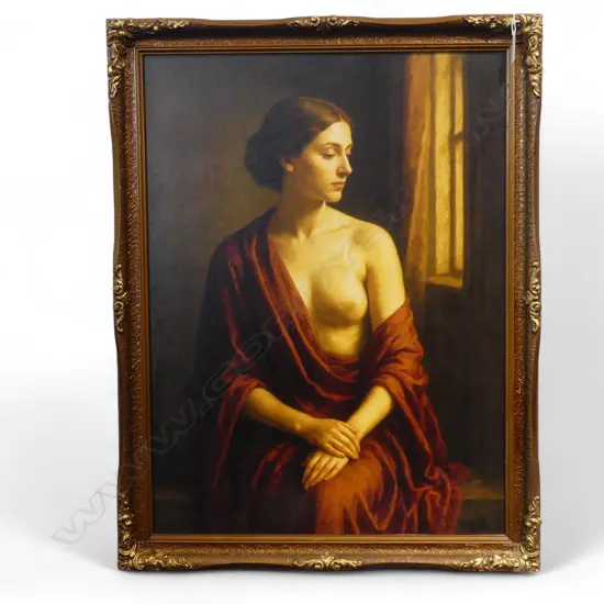 MODERN PORTRAIT PRINT, WOMAN BY WINDOW, CANVAS ON BOARD 600x445mm