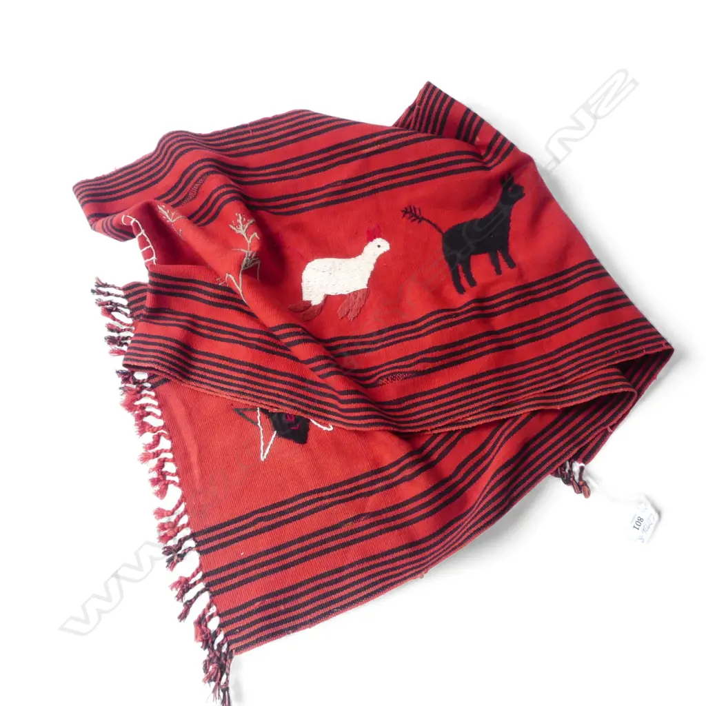 BURMESE CHIN (hilltribe) HANDWOVEN & EMBROIDERED CLOTHE animals & figures etc L.1600mm Image 1++