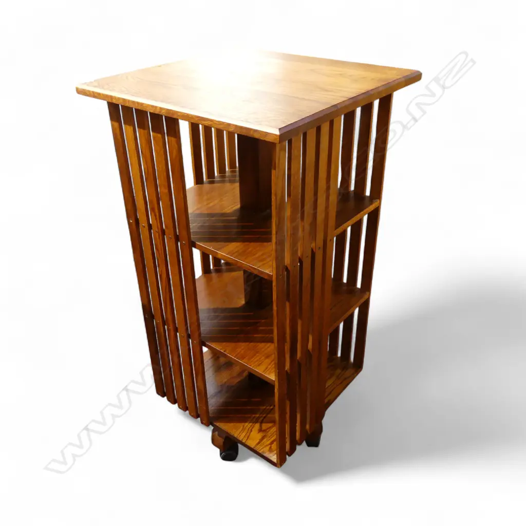 OAK TALL REVOLVING STYLE BOOKCASE 580x580x1140mm Image 1++