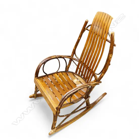 Davis & Wentz ? American Folk Art OAK & HICKORY BENTWOOD ROCKING CHAIR