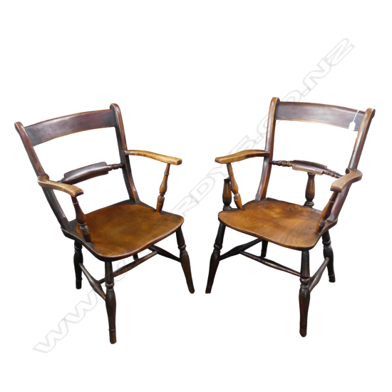 PR 19thC ELM COUNTRY ARMCHAIRS