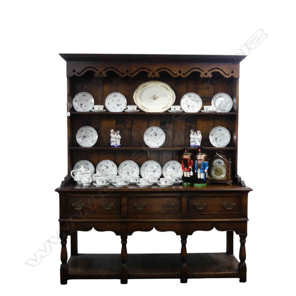 QUALITY MID 20thC GEORGE III ANTIQUE STYLE OAK DRESSER 1685x500x2025mm - TRADITIONALLY MADE w. PEGS, DOVETAILS ETC Image 1++