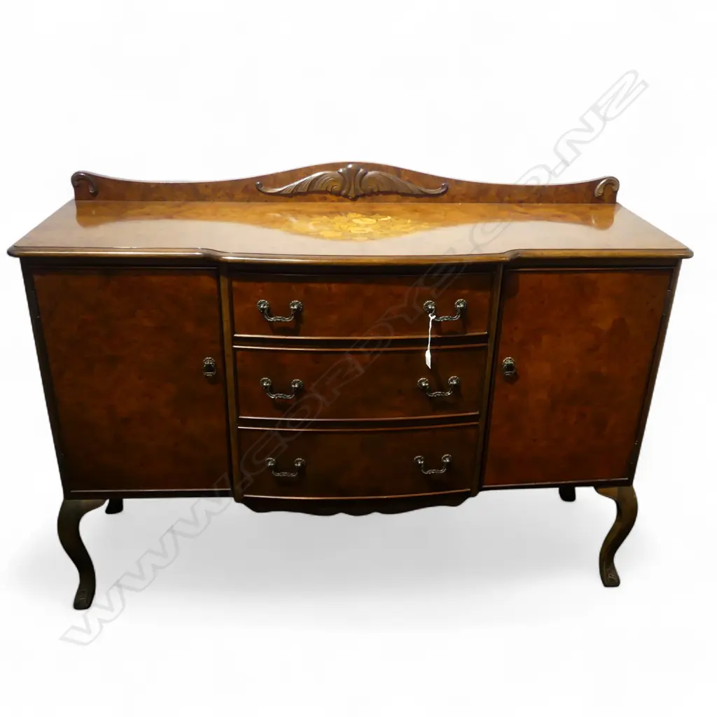 BURR VENEER SIDEBOARD w. FLORAL INLAID TOP 1360x430x1000mm Image 1++