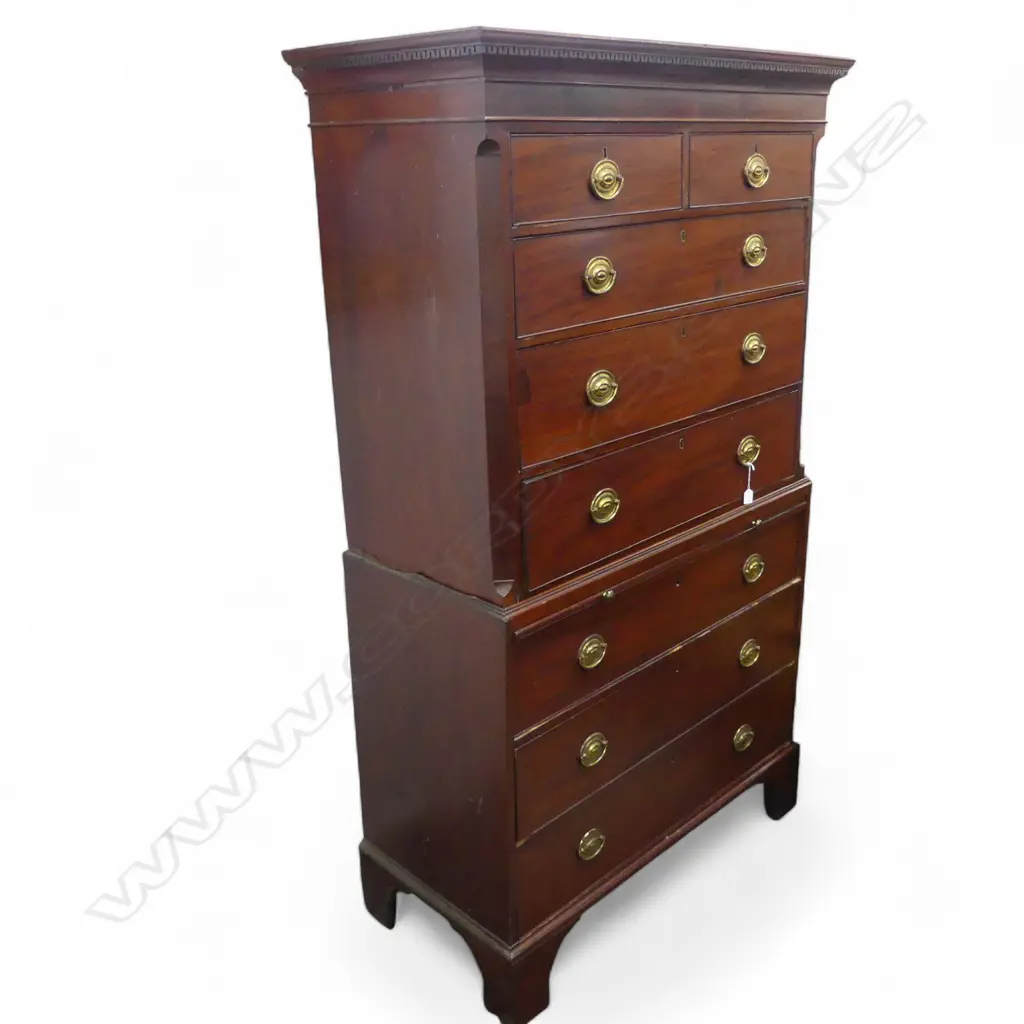GEORGIAN MAHOGANY CHEST ON CHEST with slide 1180x555x2025mm needs some attention Image 1++