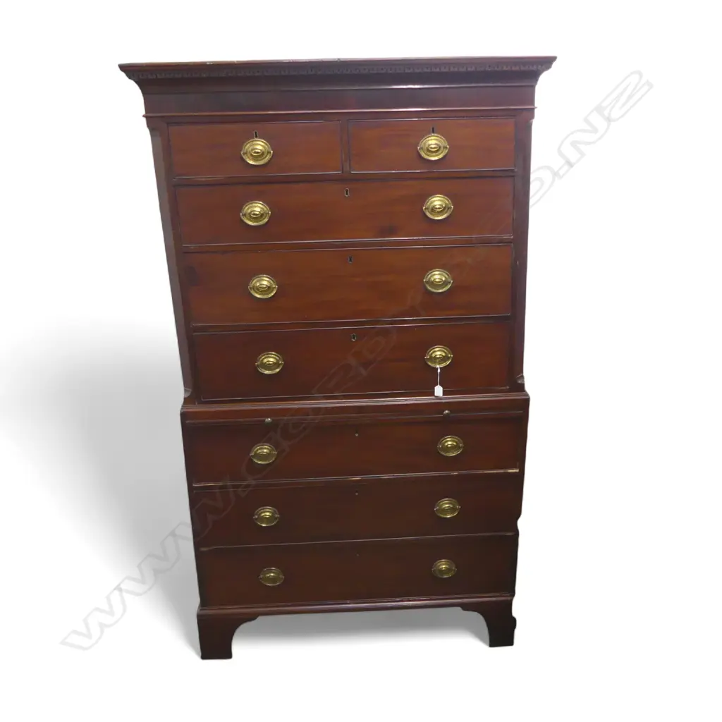 GEORGIAN MAHOGANY CHEST ON CHEST with slide 1180x555x2025mm needs some attention Image 1++