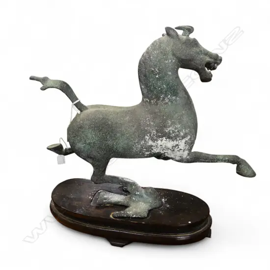 BRONZE or BRASS HORSE ON STAND H.400mm Copy of the famous Chinese artifact known as the Flying Horse of Gansu