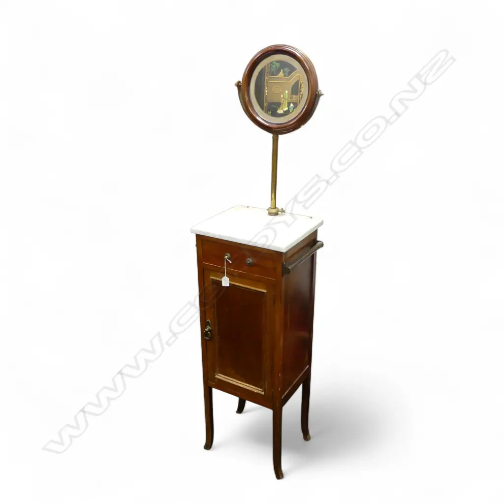 EDWARDIAN OAK MARBLE TOP SHAVING STAND 370x320x1010mm upstand missing Image 1++