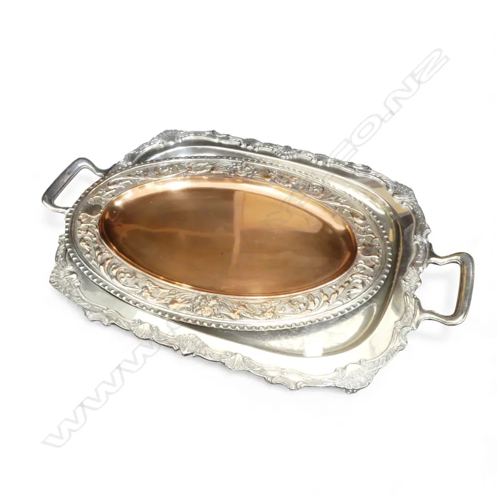 2 LG SILVER PLATE TRAYS W.620mm Image 1++