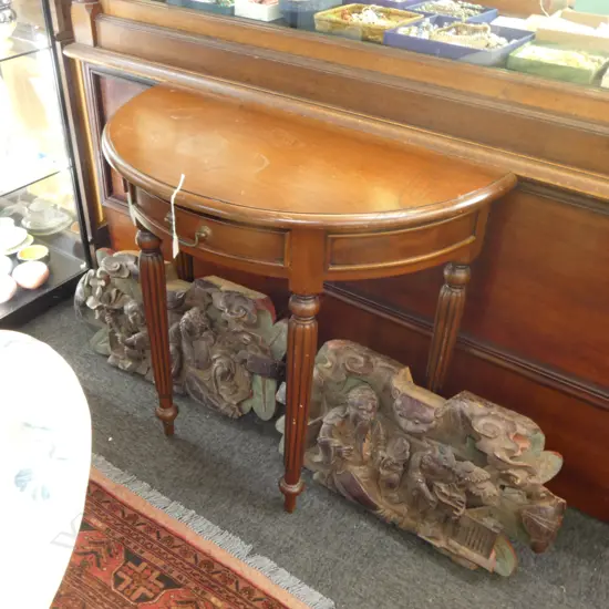 MAHOGANY DEMI LUNE TABLE W.840mm