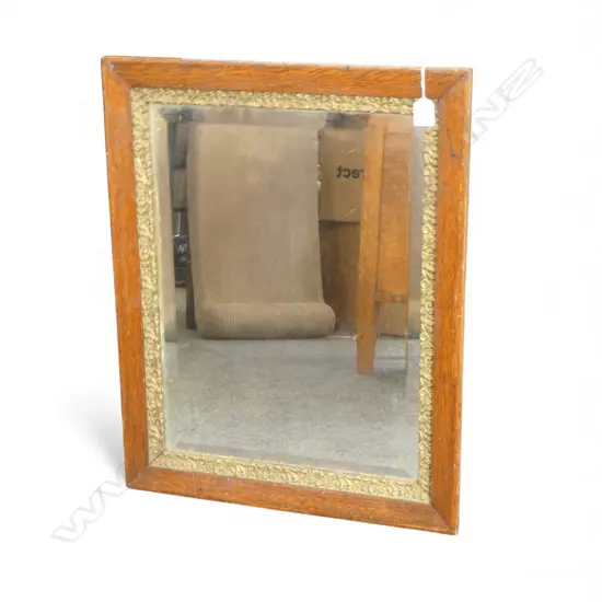 OAK FRAMED BEVEL EDGED MIRROR 820x485mm