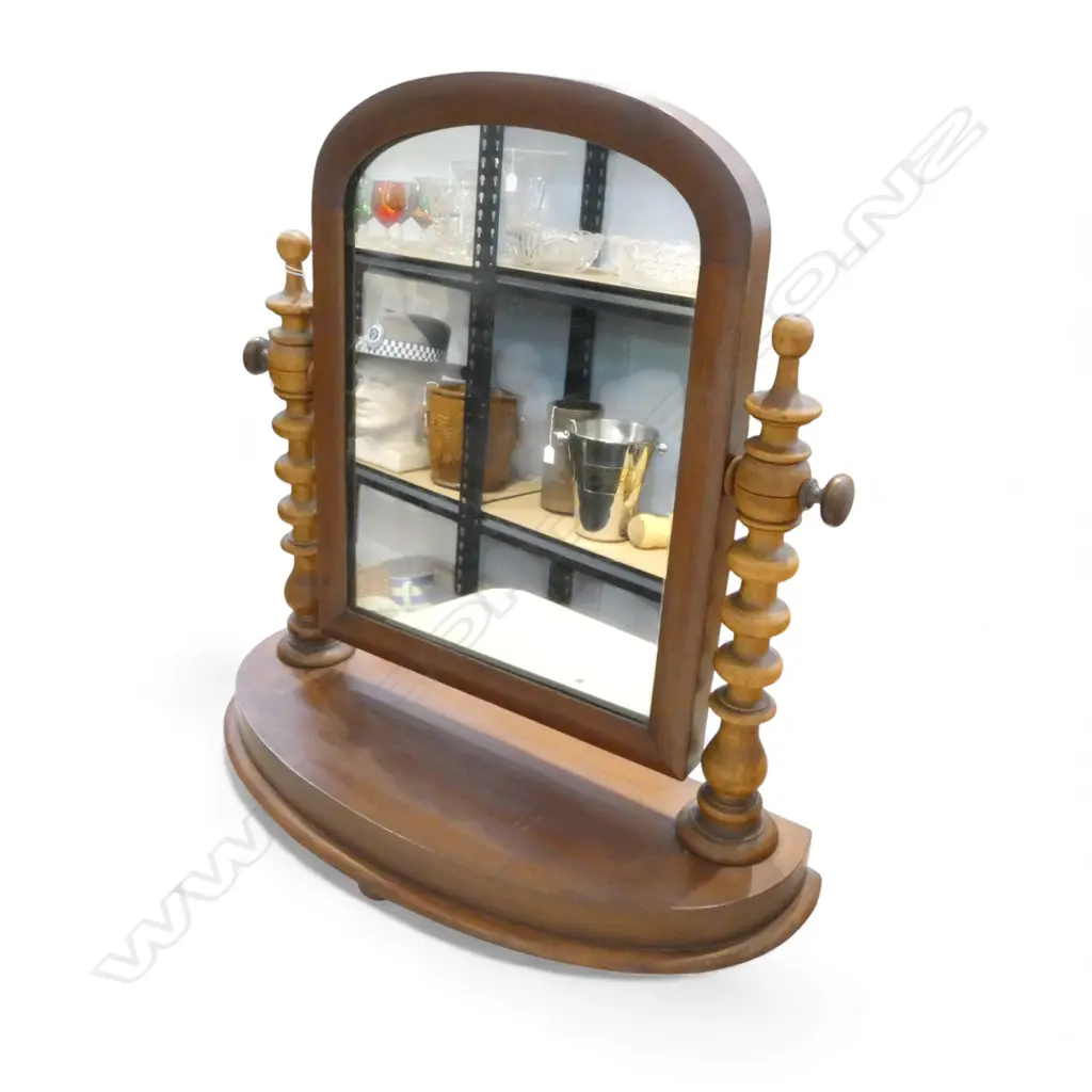 ANTIQUE MAHOGANY TOILET MIRROR H.555mm Image 1++