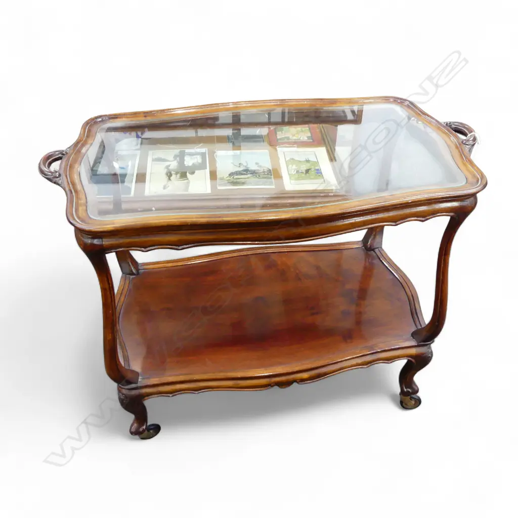 French style tea trolley with glass tops 850x460x690mm Image 1++