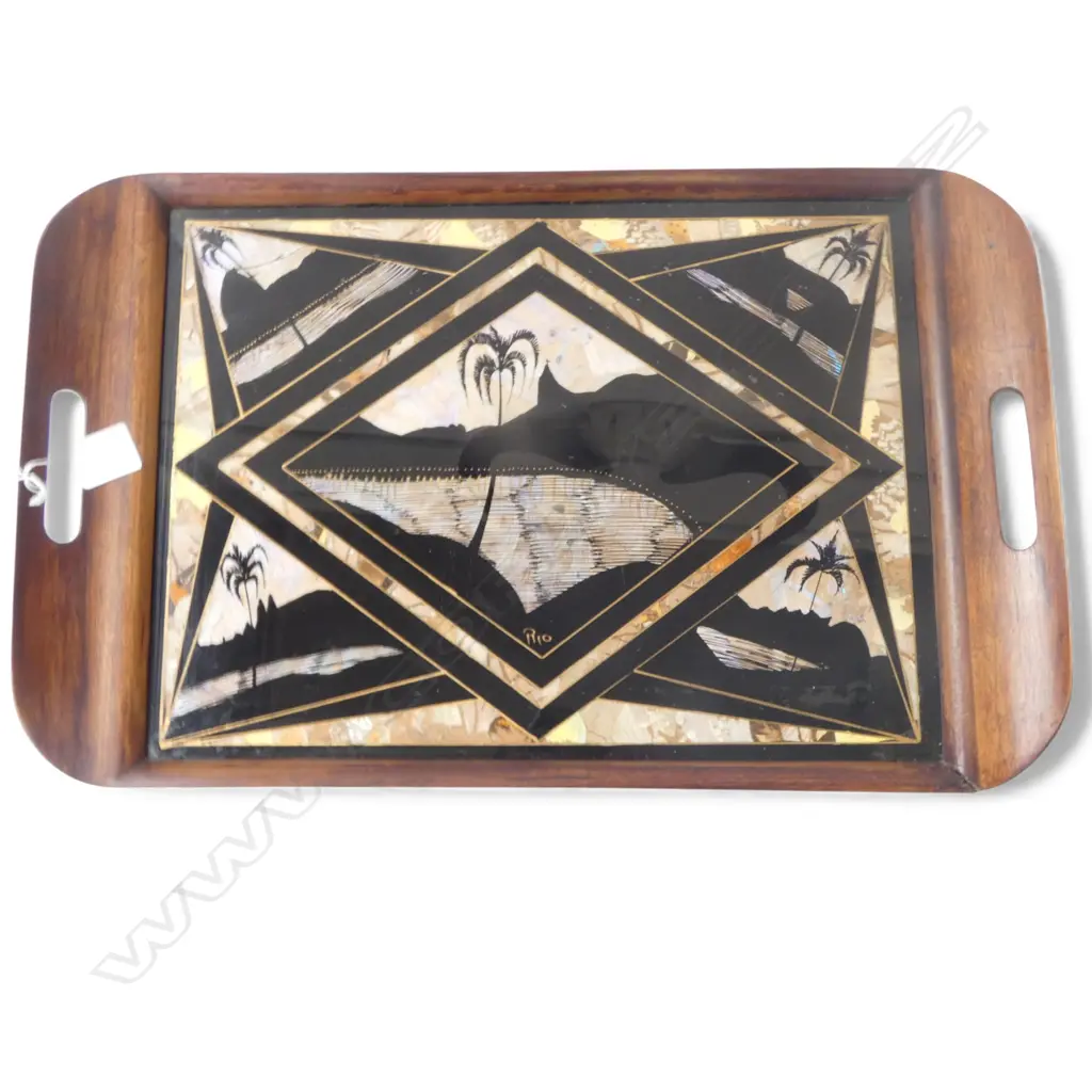 VINTAGE 'RIO' BUTTERFLY WING TRAY 320x500mm Image 1++