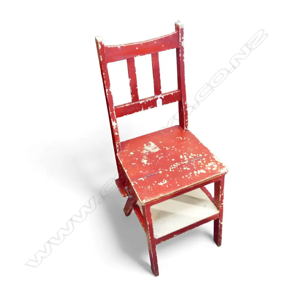 RED PAINTED METAMORPHIC STEP CHAIR Image 1++