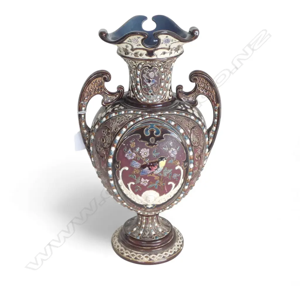 MAJOLICA VASE markings to base H.410mm Image 1++