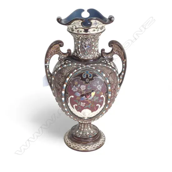 GERBING AND STEPHEN MAJOLICA ART NOUVEAU VASE c.1890 chip to base H.410mm