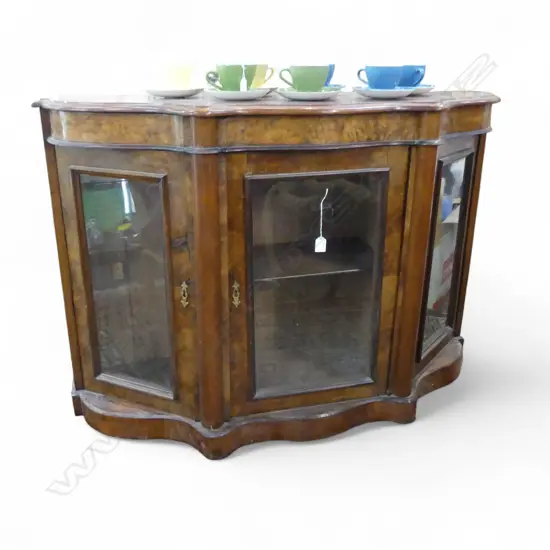 VICTORIAN MAHOGANY & WALNUT CREDENZA 1200x370x825mm