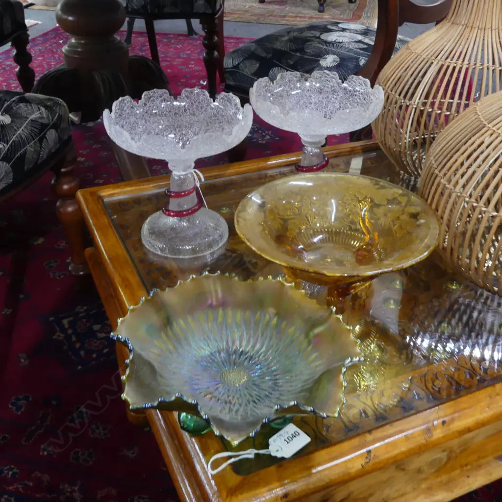 PR GLASS COMPORTS H.175mm + 2 DECO BOWLS Image 1++